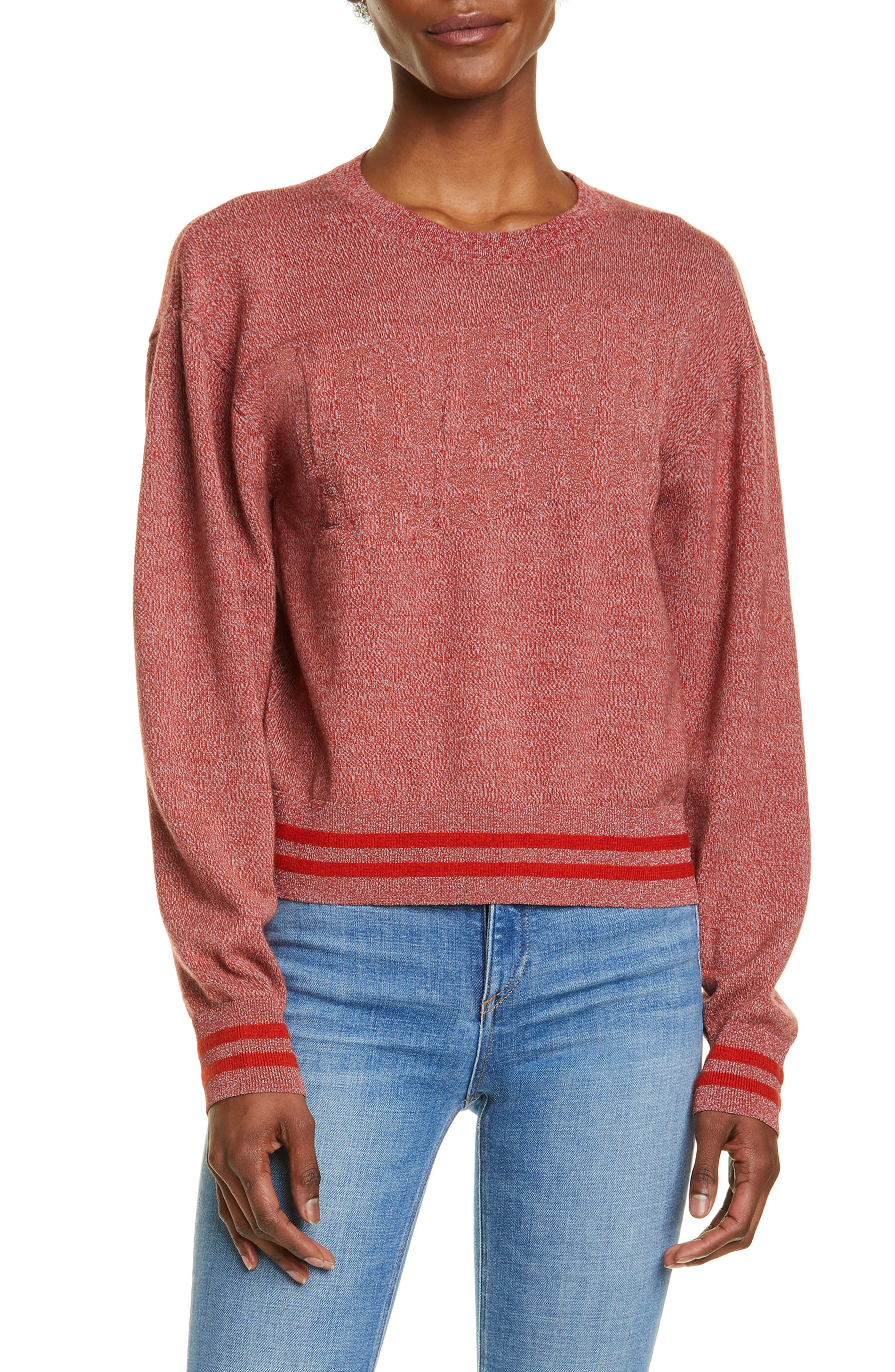 Rag & Bone Reflective Graphic Merino Wool Blend Sweater, Red
