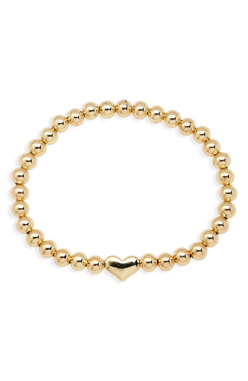 Shop Nordstrom Rack Puffy Heart Charm Beaded Bracelet In Gold