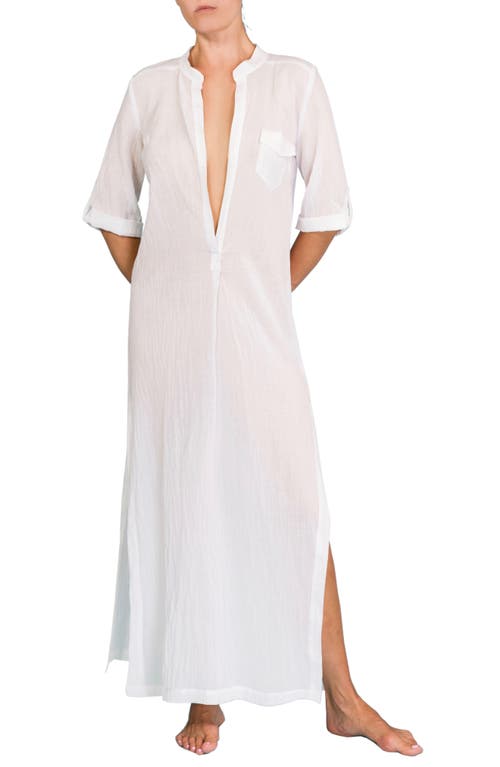 Everyday Ritual Plunge V-Neck Cotton Caftan White at Nordstrom,
