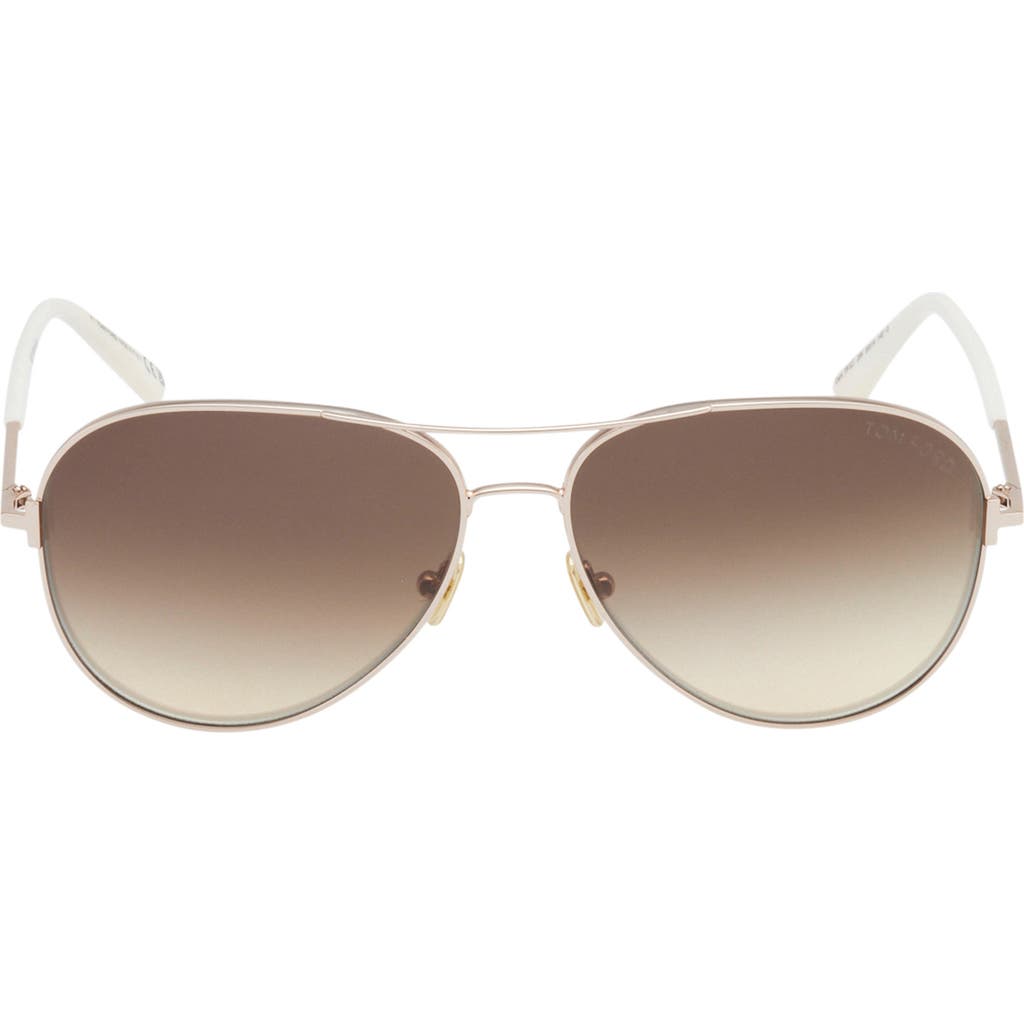 Tom Ford Clark 59mm Pilot Sunglasses In Shiny Rose Gold/grad Mirror