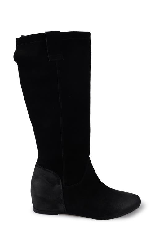 Zigi Hidden Wedge Boot In Black Suede
