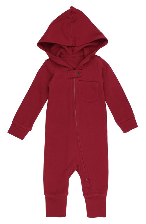 L'OVEDBABY L'OVEDBABY HOODED THERMAL ORGANIC COTTON ZIP FOOTIE 