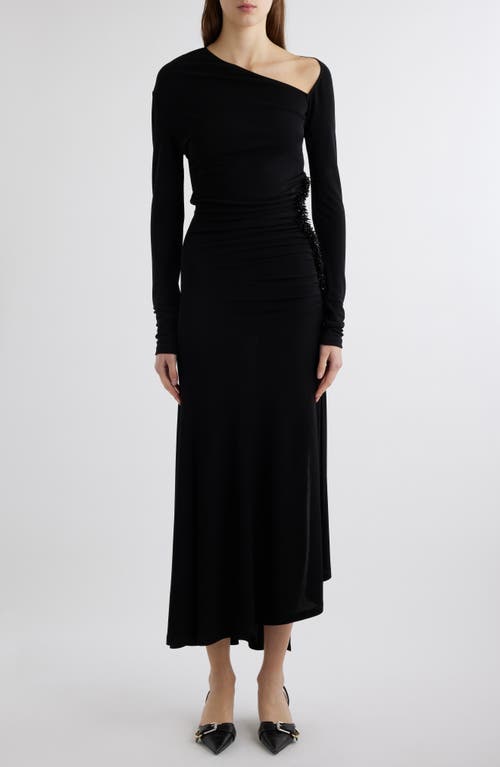 Shop Givenchy Bead Embellishment Asymmetric Long Sleeve Jersey Dress In Black