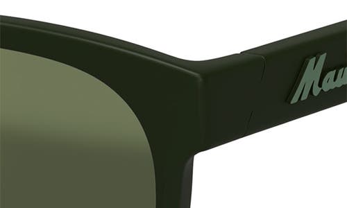Maui Jim Maoli 52mm Polarizedplus2® Round Sunglasses In Matte Dark Green
