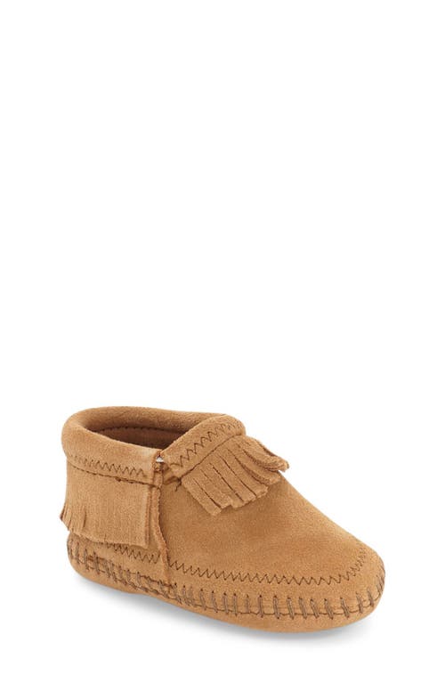 Minnetonka 'Riley' Fringe Suede Bootie Taupe at Nordstrom, M