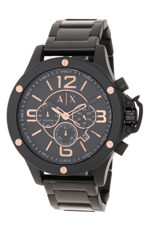 Shop Armani Exchange Wellworn Bracelet Watch, 48mm In Black/rose Gold