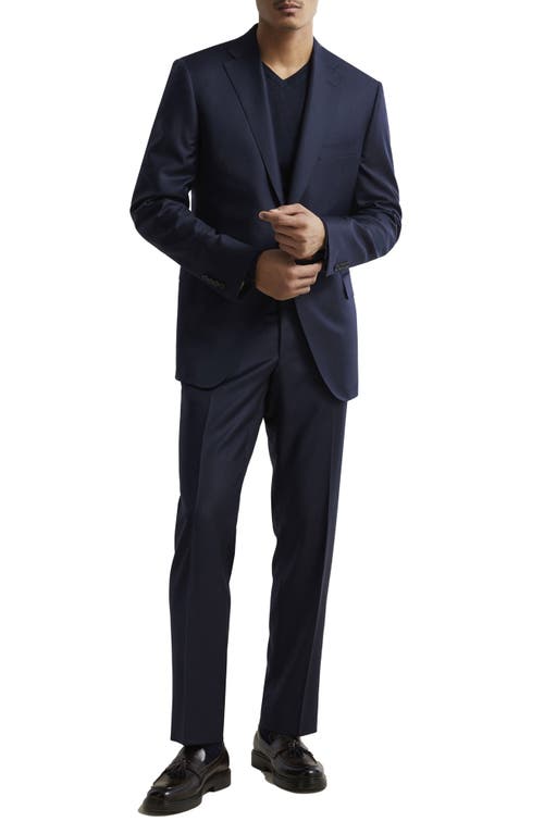 Shop Samuelsohn Ice Wool Serge Suit In Navy