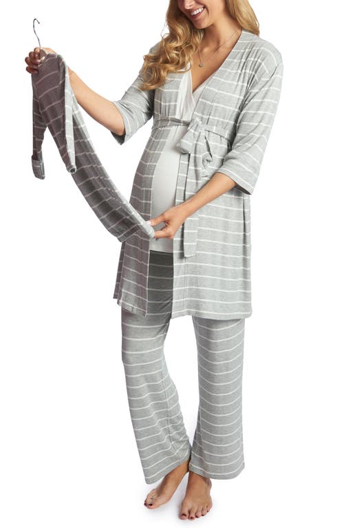 Analise During & After 5-Piece Maternity/Nursing Sleep Set in Heather Grey