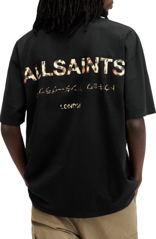 Shop Allsaints Underground Oversize Organic Cotton Graphic T-shirt In Leopard/black