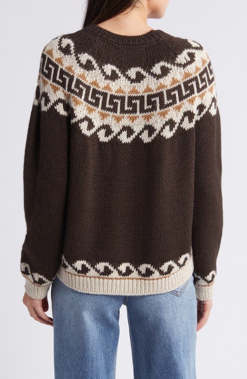 Shop The Great . The Greek Key Jacquard Alpaca & Wool Blend Sweater In Driftwood