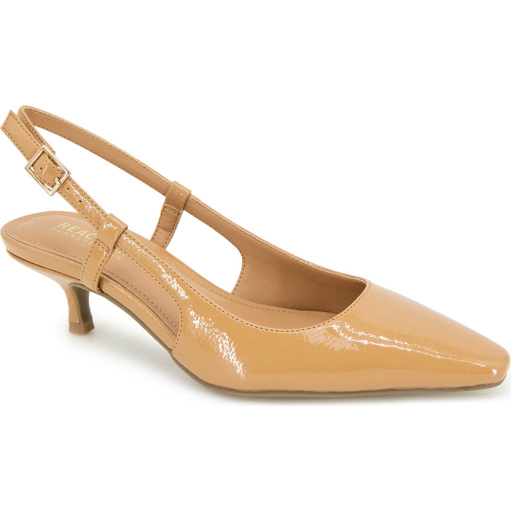 Reaction Kenneth Cole Maggie Kitten Heel Slingback Pump In Camel Patent