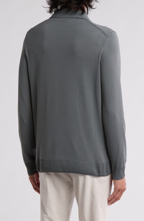 Shop Hugo Boss Boss Luno Long Sleeve Zip Polo In Dark Grey