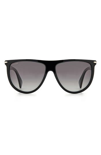 Rag & Bone 57mm Polarized Flat Top Sunglasses In Black