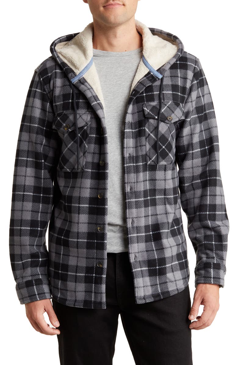 VALOR Moto Hooded Long Sleeve Flannel Button-Up Shirt | Nordstromrack