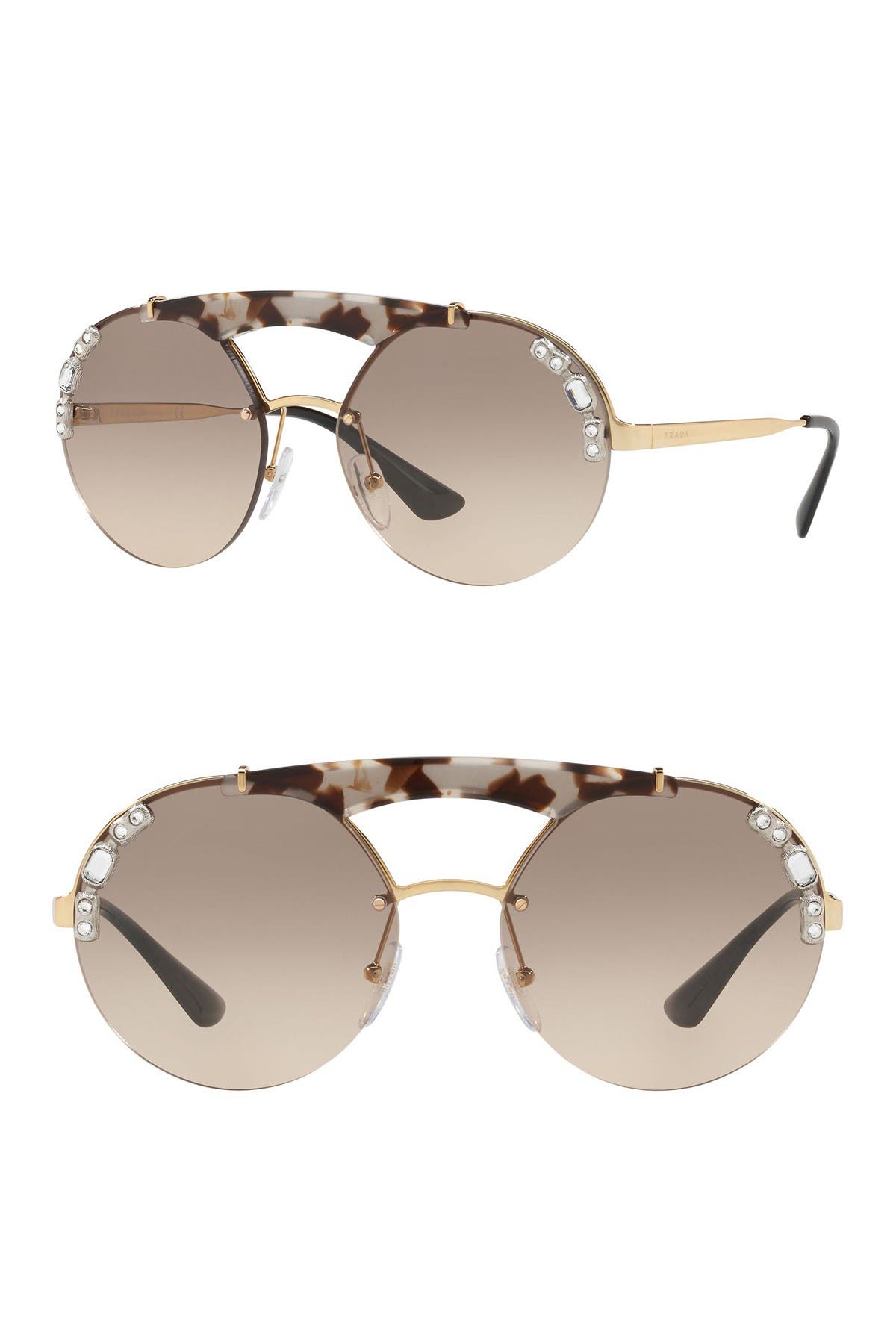 prada women's round 37mm sunglasses