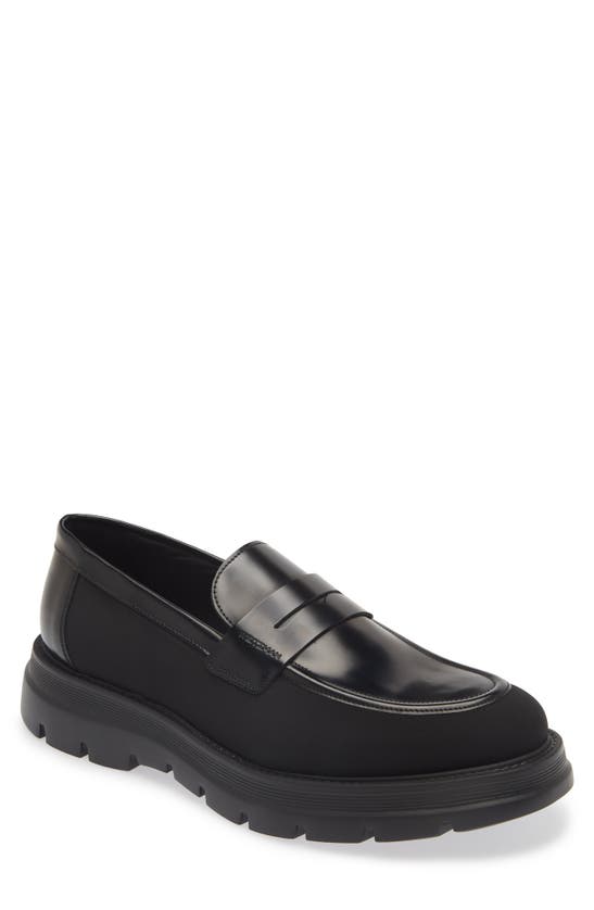 Shop Stuart Weitzman Club La Lugged Penny Loafer In Black