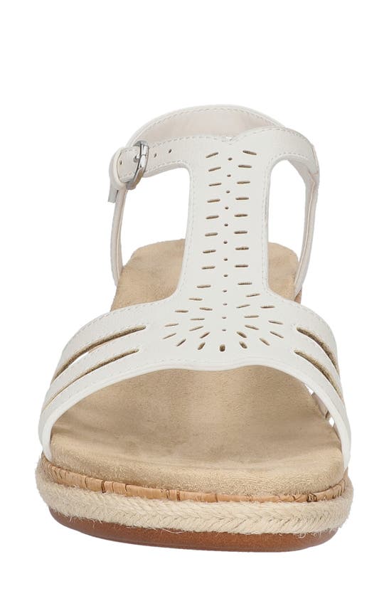 Easy Street Dorinda Womens Faux Leather T-strap Wedge Sandals In White