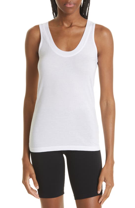 Monrow Scoop Neck Tank Top In White