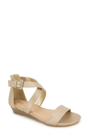Reaction Kenneth Cole Great Cross Wedge Sandal In Gold