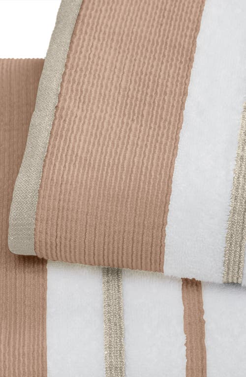 Woven & Weft Cotton Textured Stripe 6-piece Towel Set In Dusty Rose/cappuccino