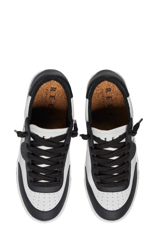 Shop Reef Lay Day Seas Sneaker In Black/white Leather