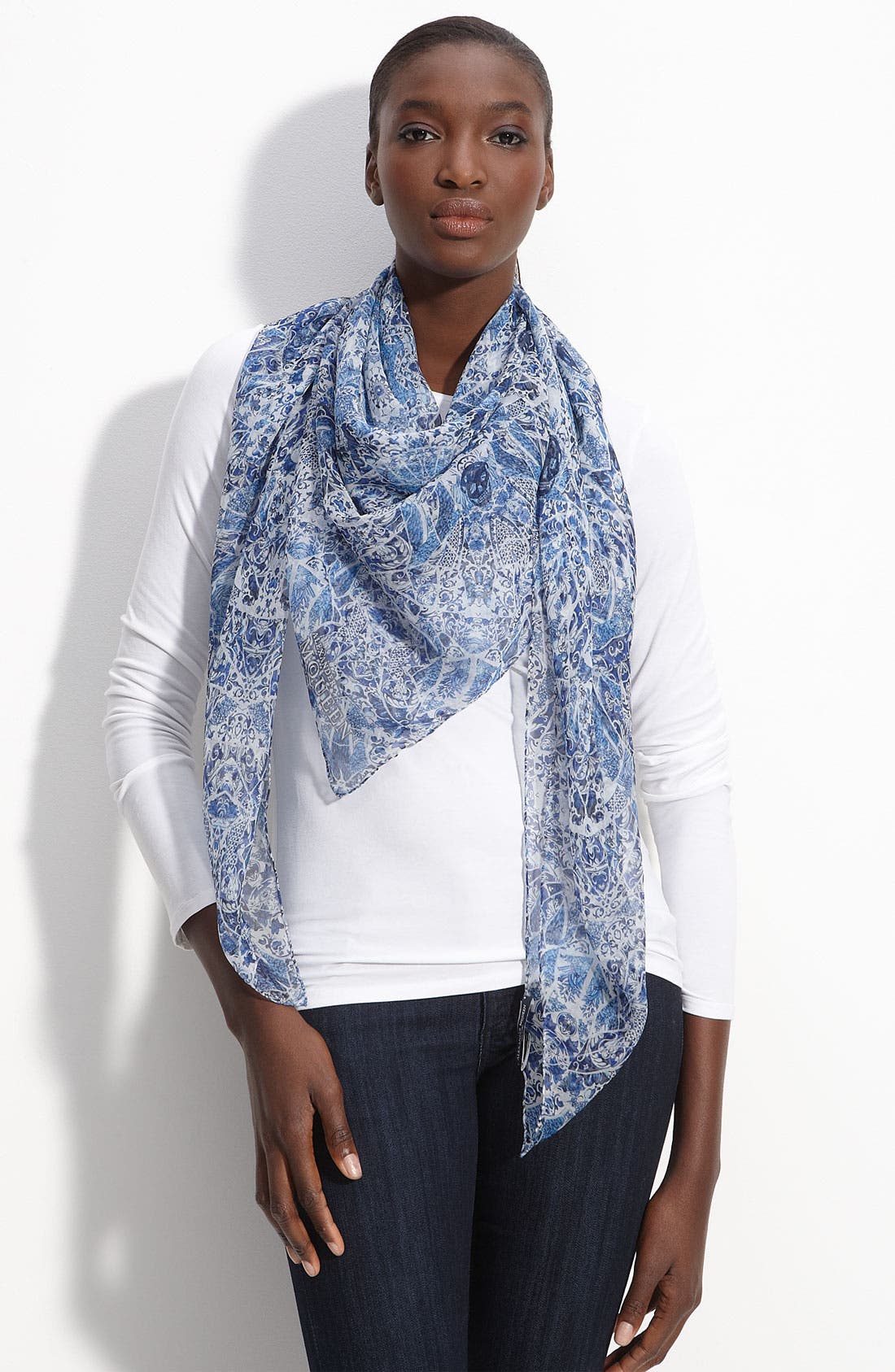 Alexander McQueen 'Porcelain' Chiffon Scarf Nordstrom