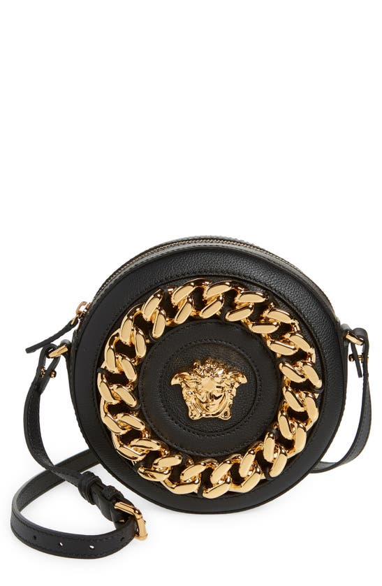 Versace Medusa Chain Round Crossbody Camera Bag In Black Gold ModeSens