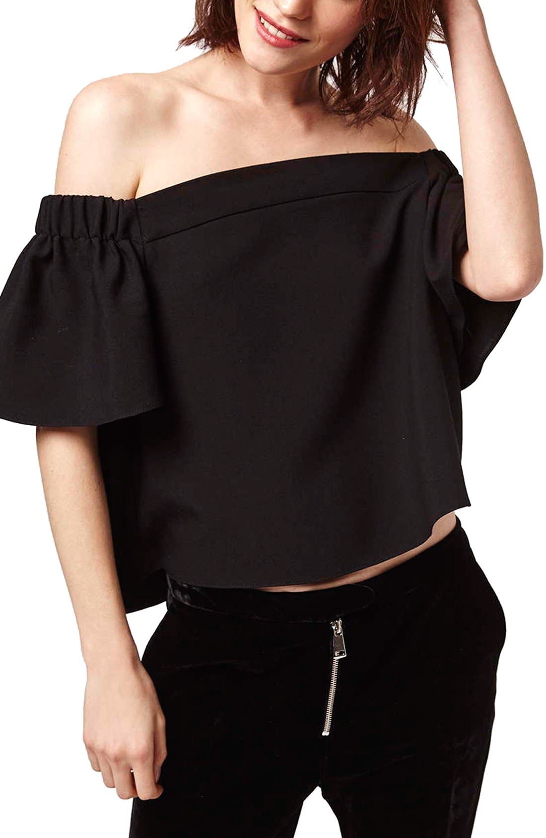 black structured bardot top