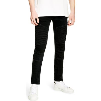 Topman Skinny Fit Biker Jeans, Black