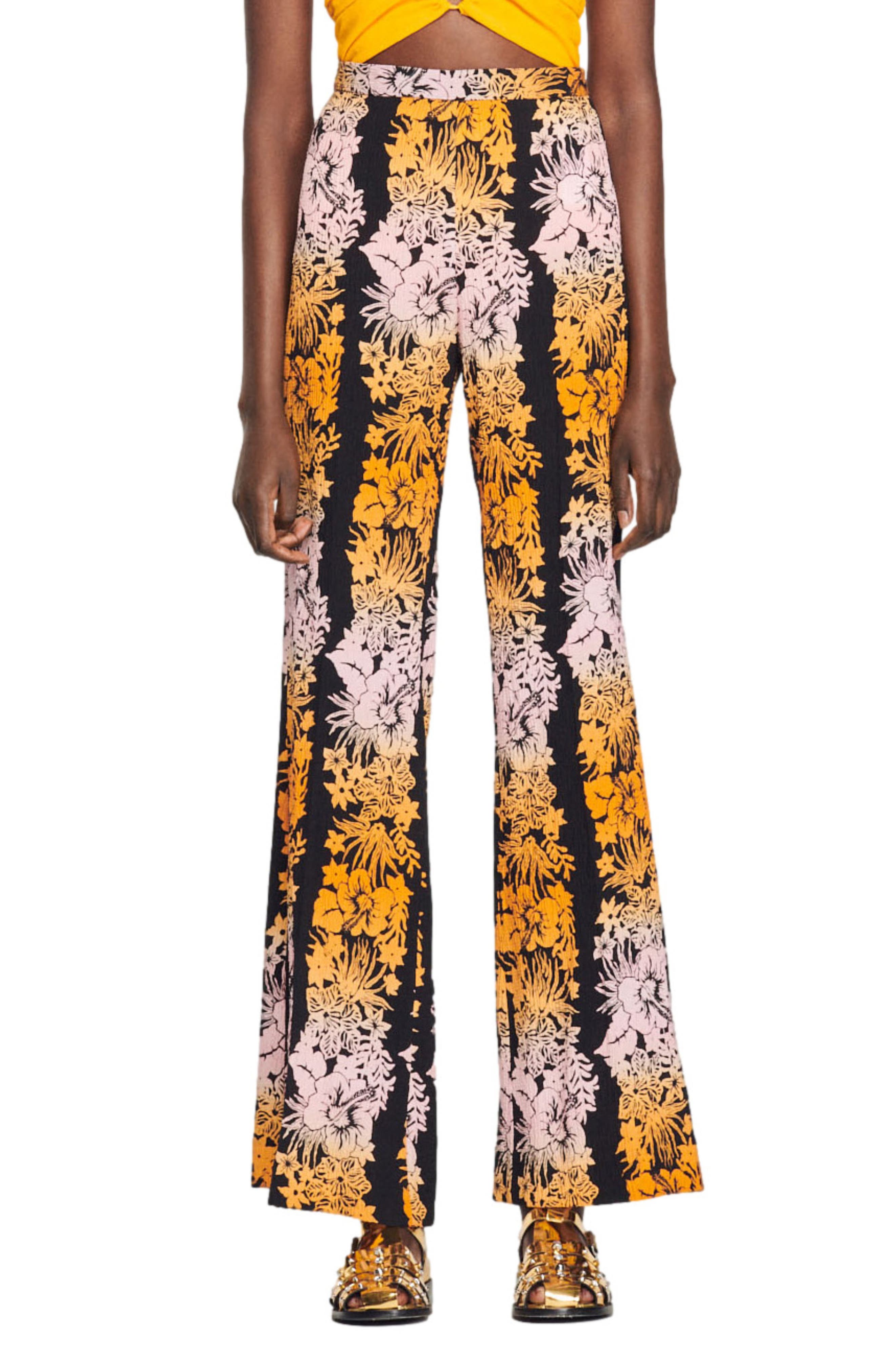 sandro Patti Floral High Waist Wide Leg Pants Nordstrom