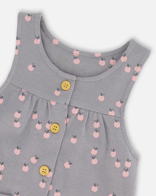 Shop Deux Par Deux Baby Girl's Organic Cotton Bodysuit And Printed Overall Set Gray With Apples In Printed Apples