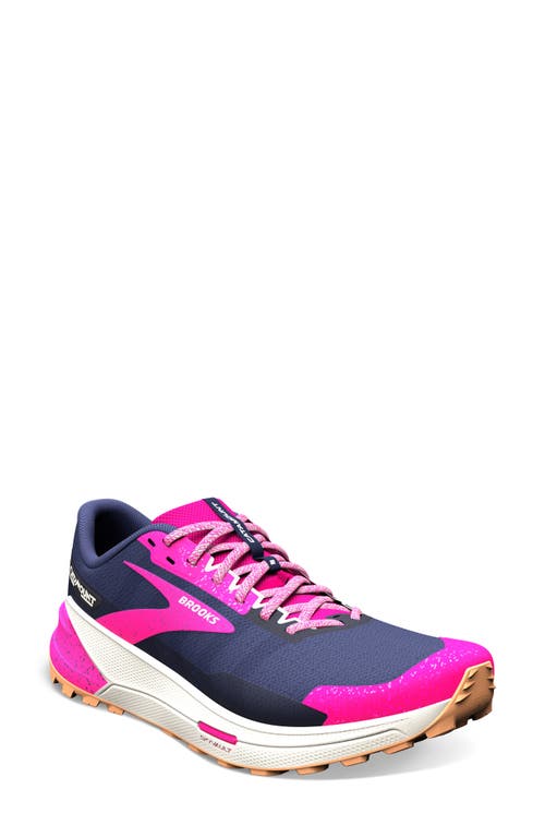 Brooks Catamount 2 Trail Running Shoe in Peacoat/Pink/Biscuit