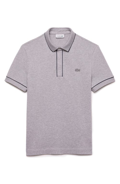 Shop Lacoste Regular Fit Tipped Piqué Polo In Silver Chine