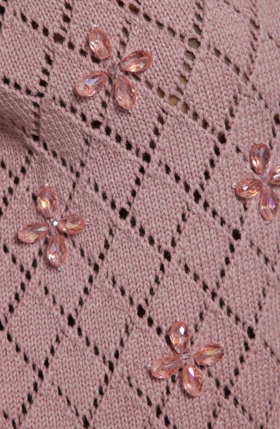 Golden Goose Journey Argyle Flower Cropped Cardigan In Twilight Mauve