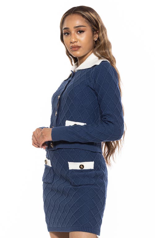 Alexia Admor Pattern Cardigan In Denim Blue