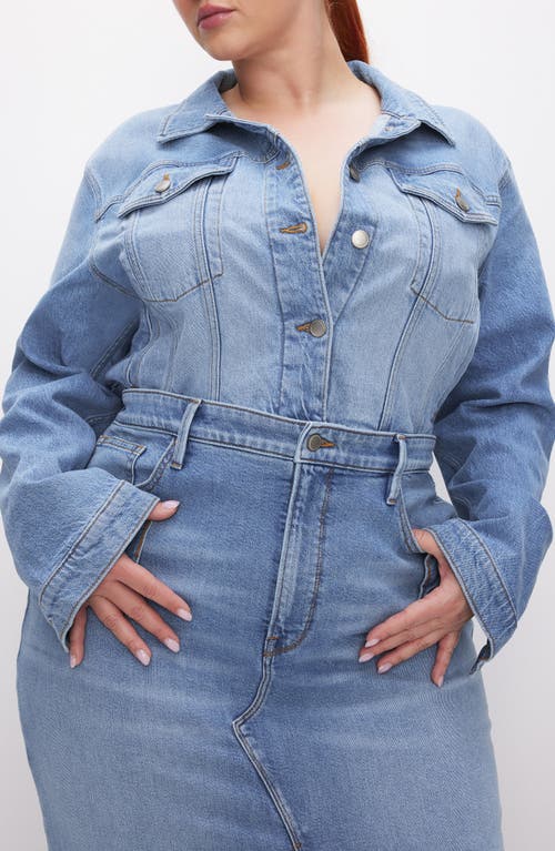 Shop Good American Committed To Fit Denim Jacket In Indigo597