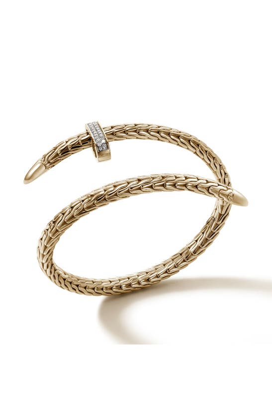Shop John Hardy Classic Spear Pavé Diamond Flex Bracelet In Gold