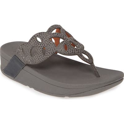 Fitflop Elora Crystal Flip Flop, Grey