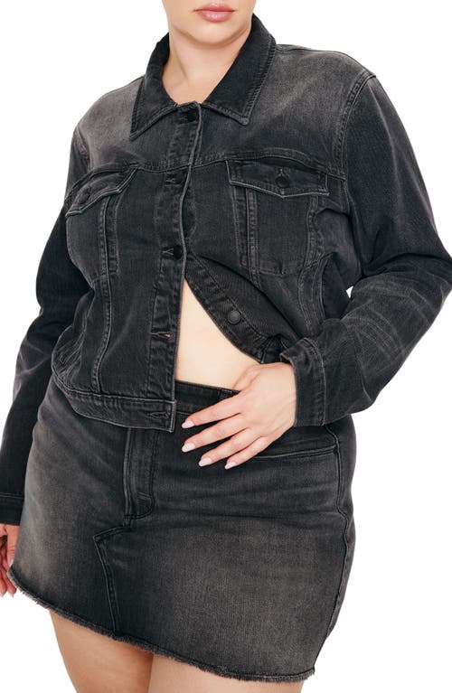 Shop Good American Committed To Fit Denim Jacket In Black352