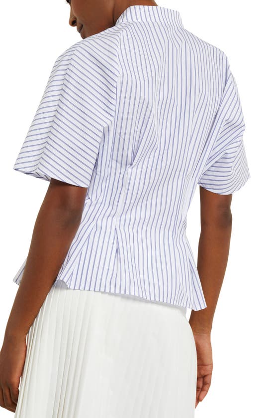 Shop Misook Stripe Stand Collar Top In Mazarine/ White