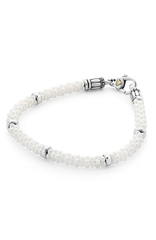 LAGOS Black & White Caviar Bracelet in White/Silver at Nordstrom, Size Medium