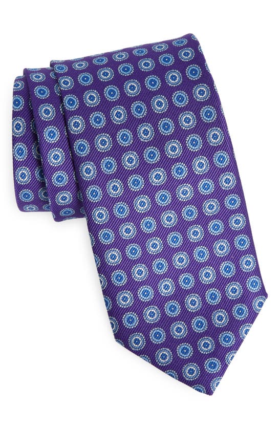 Shop David Donahue Neat Silk Tie In Purple