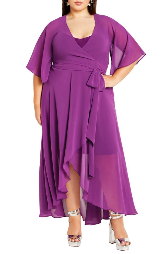 Shop City Chic Enthral Me Wrap Dress In Wisteria