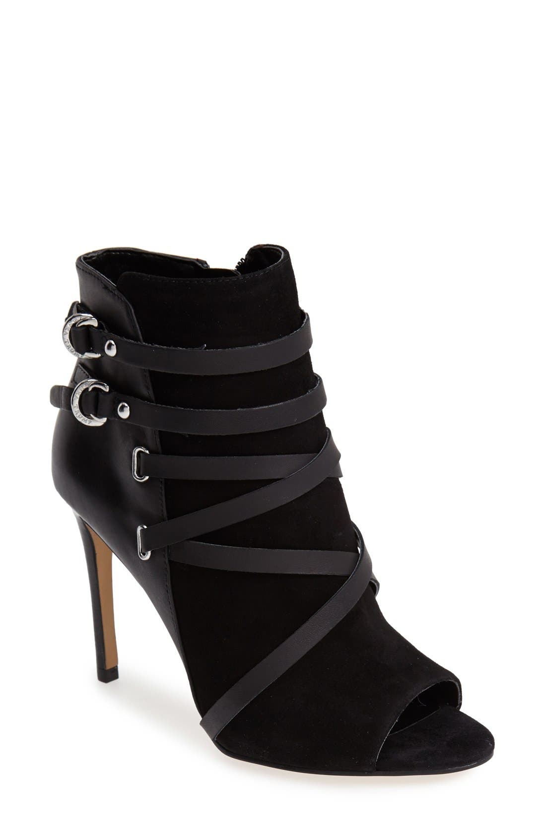 IVANKA TRUMP,
                                                'Sinclair' Leather & Suede Peep Toe Bootie,
                                                Main thumbnail 1, color,
                                                002