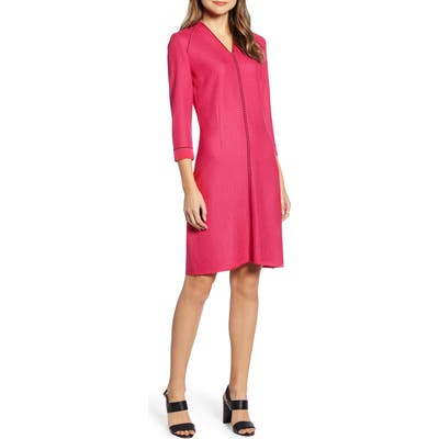 Ming Wang Jacquard Knit A-Line Dress, Pink
