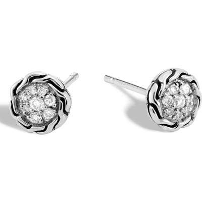 John Hardy Chain Classic Pave Diamond Stud Earrings