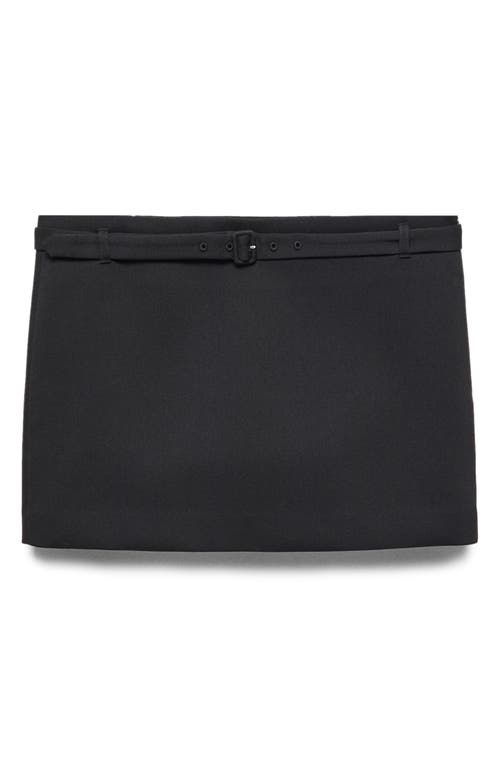 MANGO Straight Belted Miniskirt Black at Nordstrom,