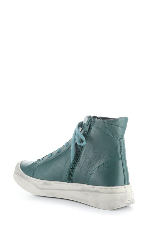 Softinos By Fly London Appe Lace-up High Top Sneaker In Teal Smooth Leatherther
