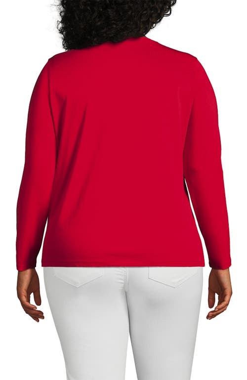 Shop Lands' End Plus Size Relaxed Supima Cotton Long Sleeve V-neck T-shirt In Heritage Red