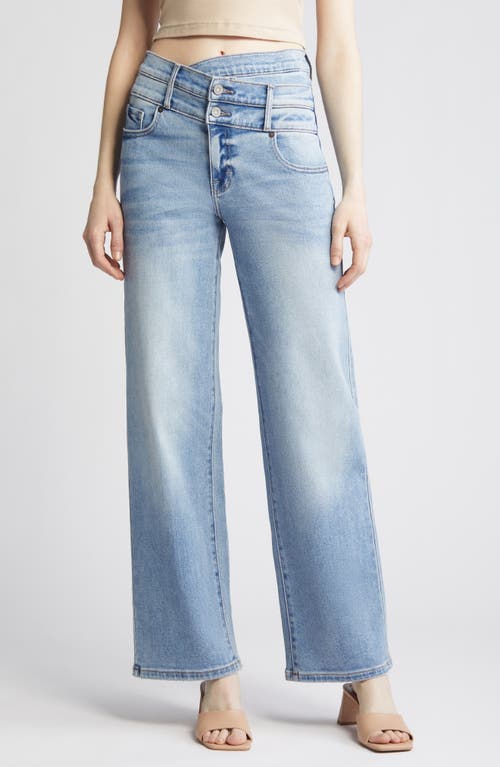 Double Crossover High Waist Wide Leg Jeans in Medium Wash